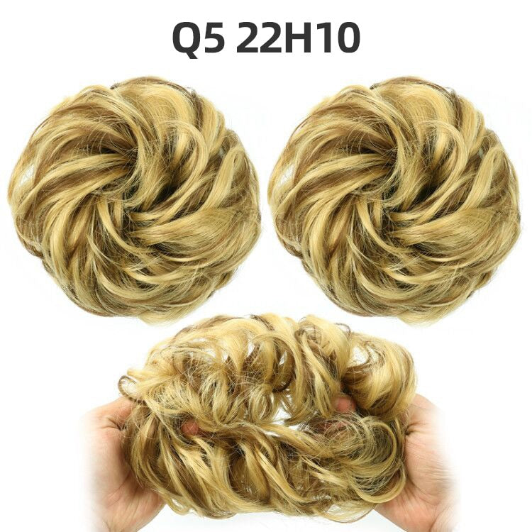 Synthetic Hair Bun Wig Ladies Ponytail Hair Extension Scrunchie Elastic Wave Curly Hairpieces Scrunchie Wrap