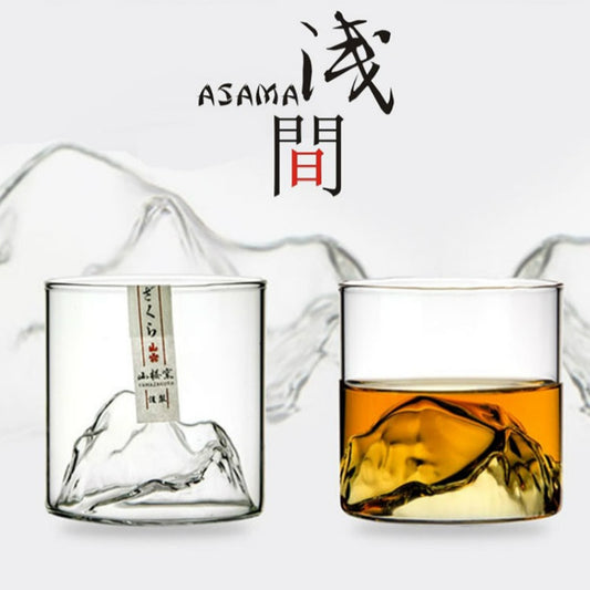 Niche Japanese Style Whisky Cup-Shallow Mountain Liqueur XO Wine Cup EDO Guanshan Fuji Artwork Wooden Box Whiskey Glass