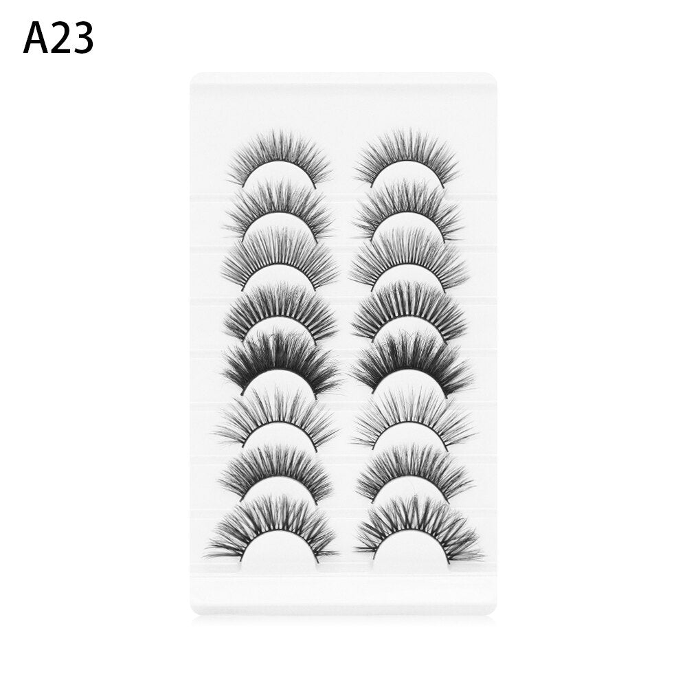 8 Pairs 3D Mink False Eyelashes Mixed Style 100% Mink Hair Wispies Criss-cross Fluffy Eyelashes Volume Handmade Cruelty-free