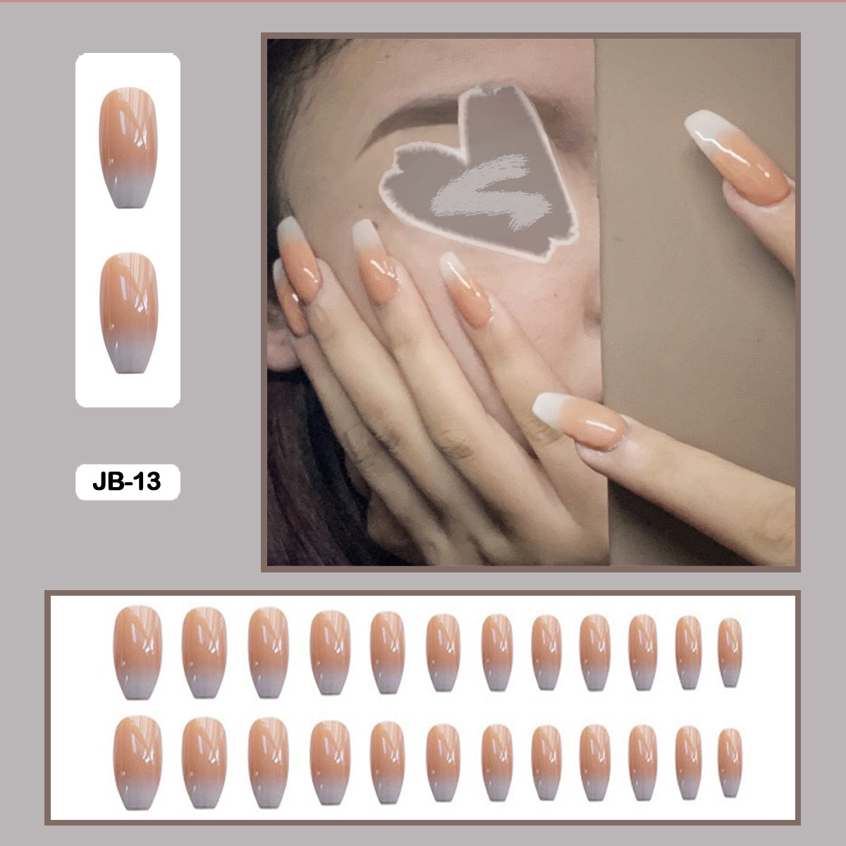 24pcs Gradient Long Trapezoidal Ballet Wearable False Nails Nail Art Fake Nails With Glue And Wearing Tools