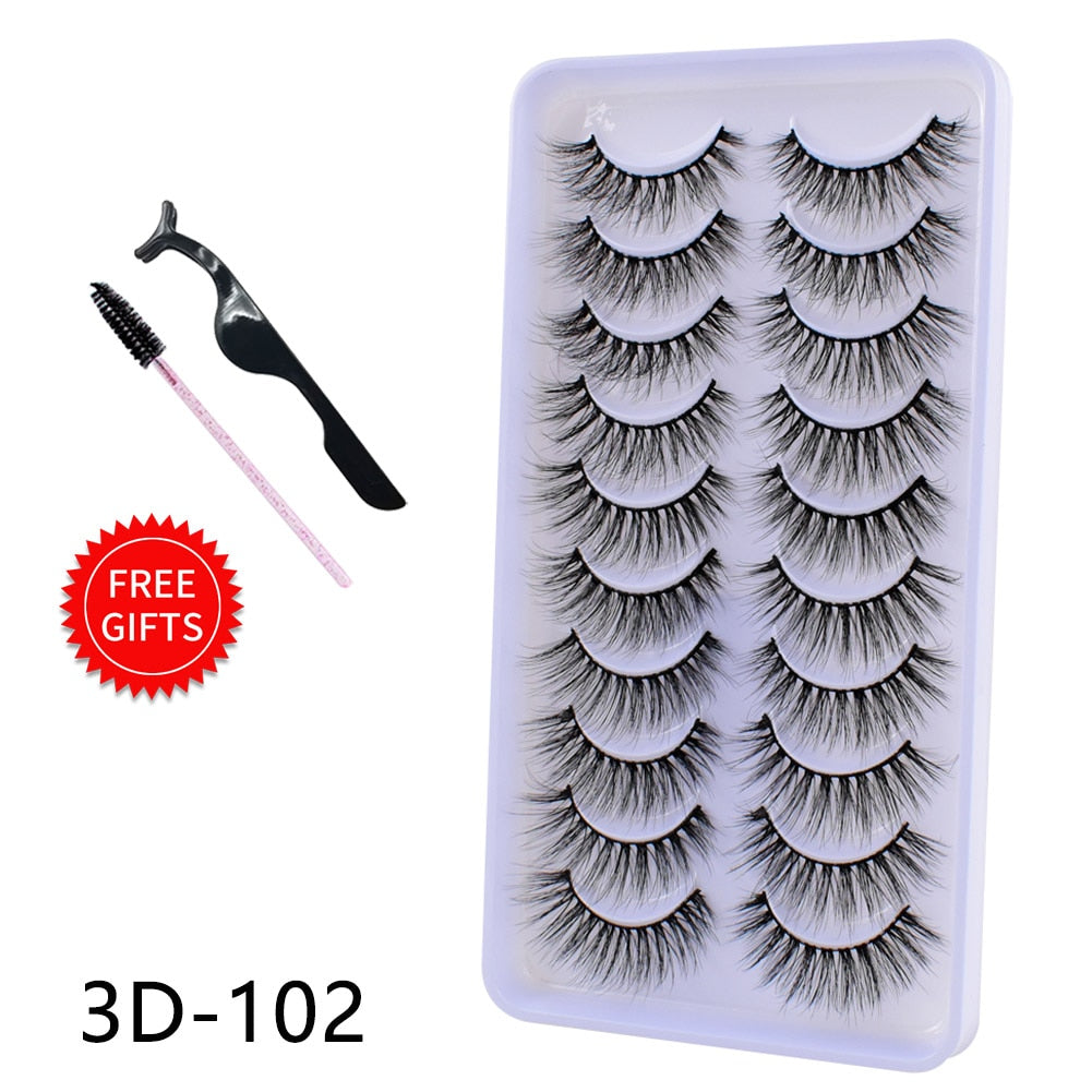 5/10/14Pairs Natural False Eyelashes Dramatic 3D Mink Lashes HandMade Fake Eyelash Extension Reusable Makeup Tool