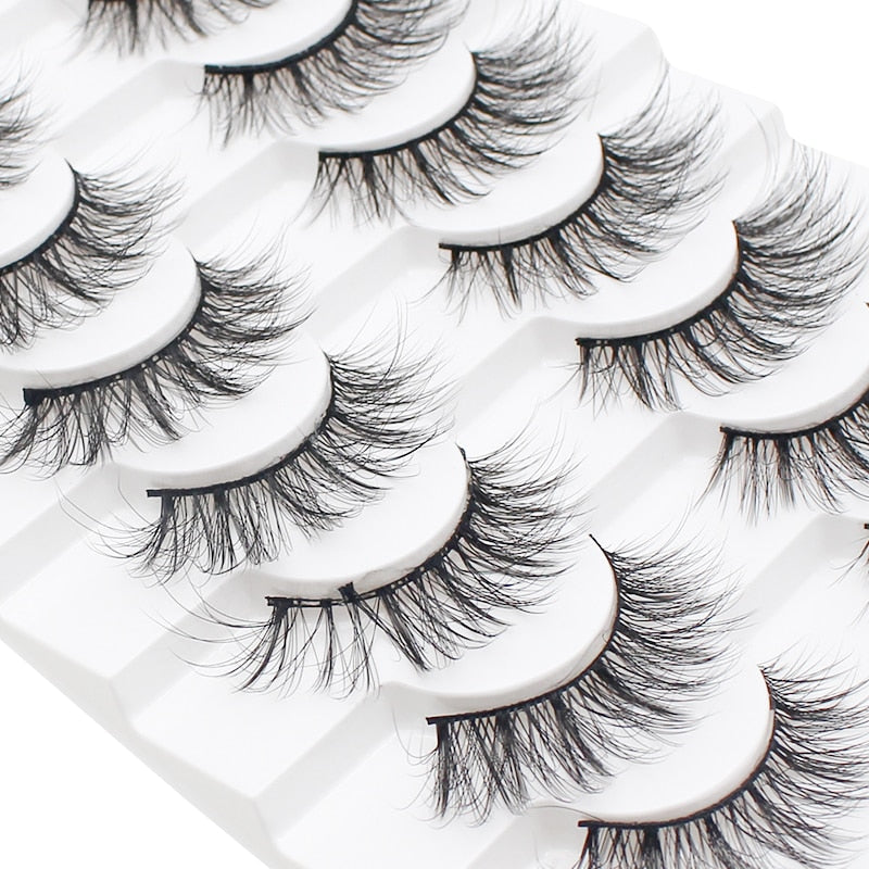 5/10/14Pairs Natural False Eyelashes Dramatic 3D Mink Lashes HandMade Fake Eyelash Extension Reusable Makeup Tool