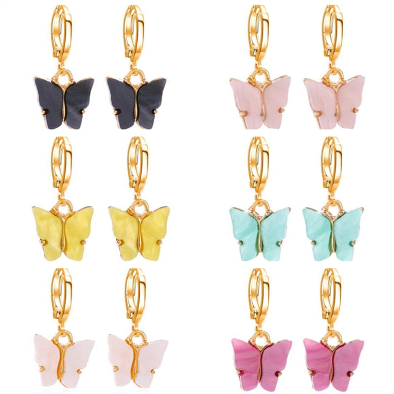 Beautiful Korean Butterfly Earring swing gold drop earrings aesthetic sands jewelry