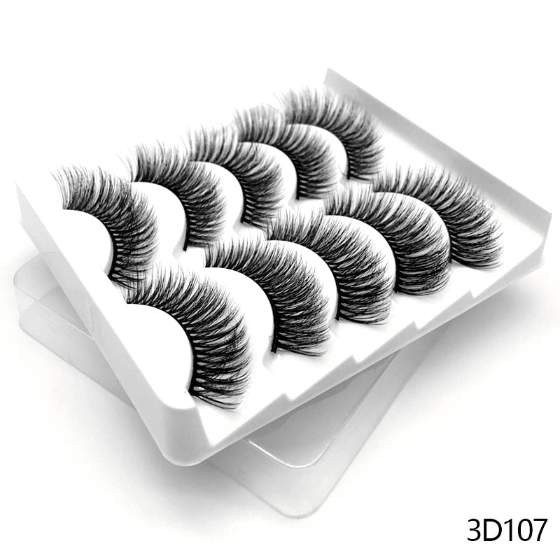 5-20 Pairs 3D Mink False Eyelashes Handmade Wispy Fluffy Long Lashes Natural