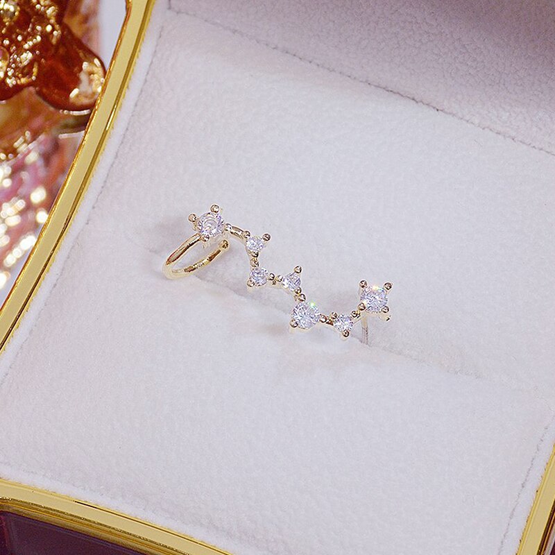 Luxury Exquisite Inlaid CZ Big Dipper Earring for Women Charm High Quality Ear Bone Clip Stud Earring Pendant