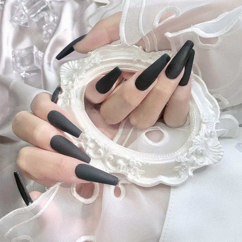 Fake nails with designs coffin artificial nails tips overhead with glue press on nail false nails set nail