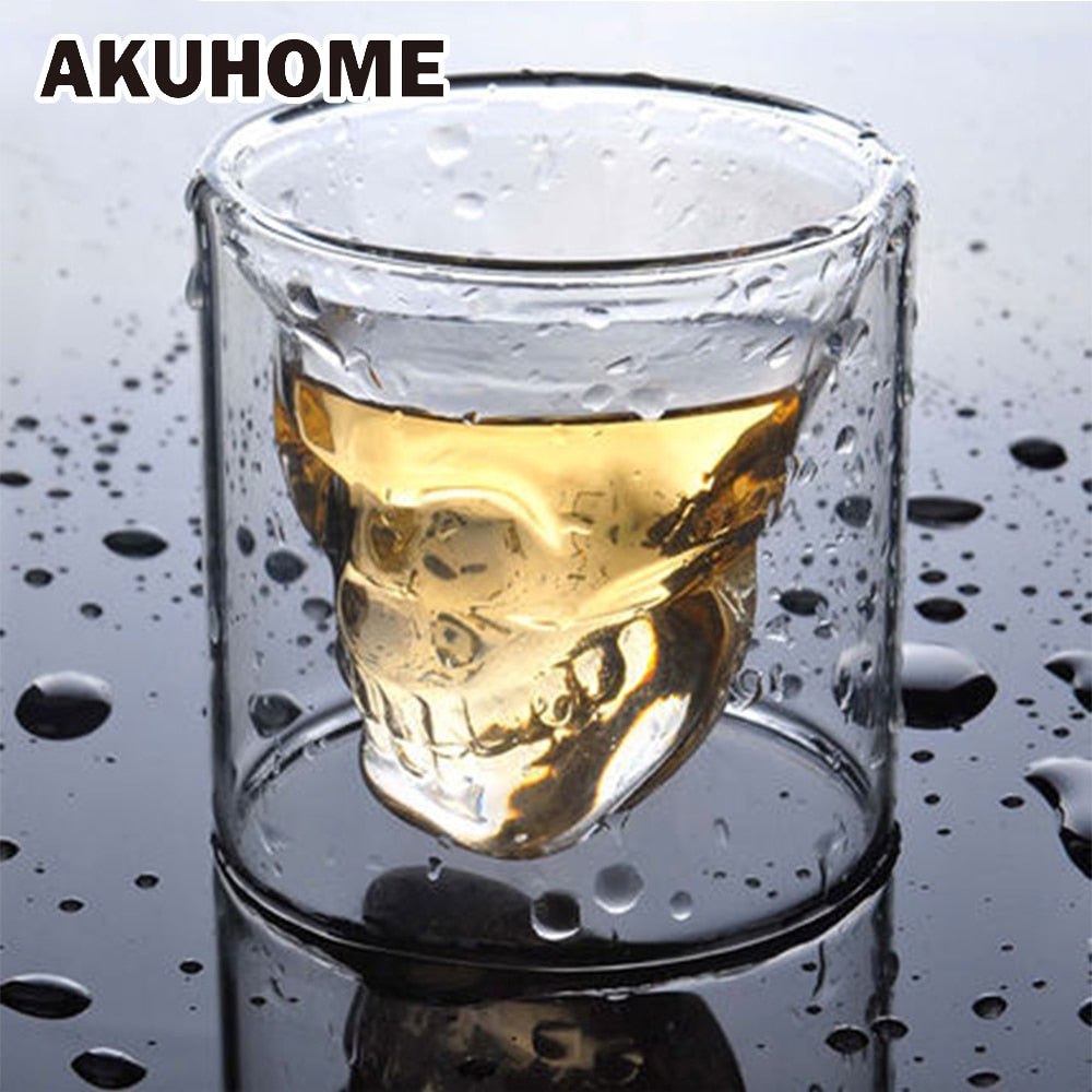 4 Sizes Skull Cup Shot Glass Transparent Cup Crystal Skull Head Glass Cup for Whiskey Wine Vodka Bar Club Beer