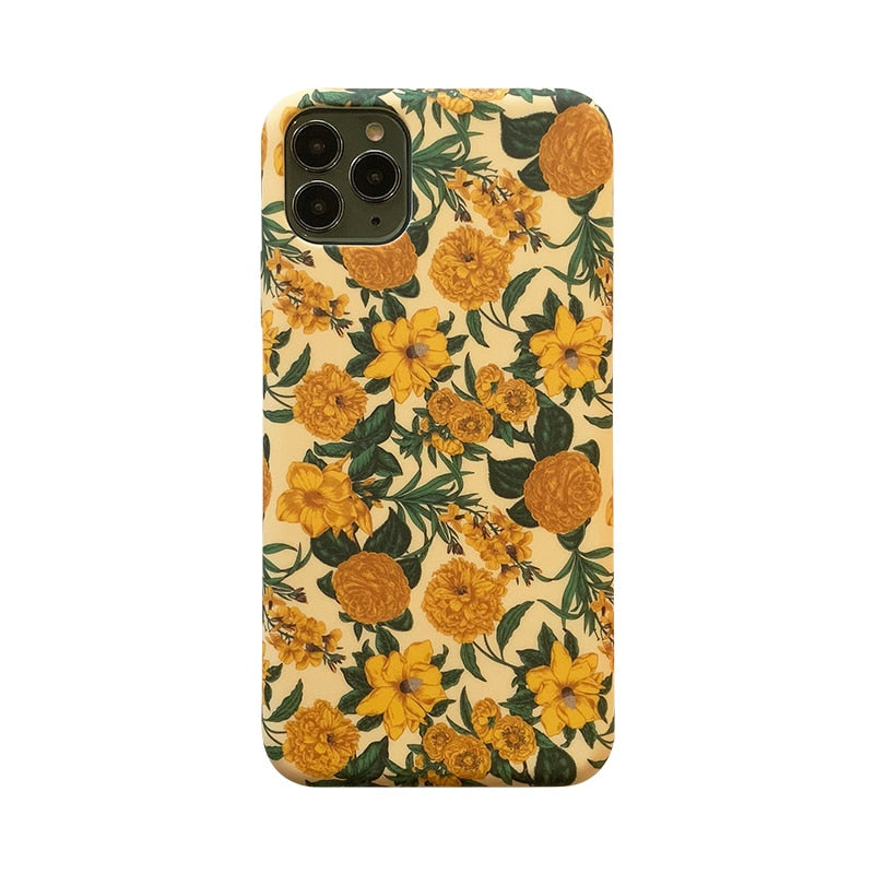 Colorful Flower floral Leaf Phone Case For iphone 13 12Pro 8 Plus 7 X XR Case For iphone 11 Pro Max soft Back Cover