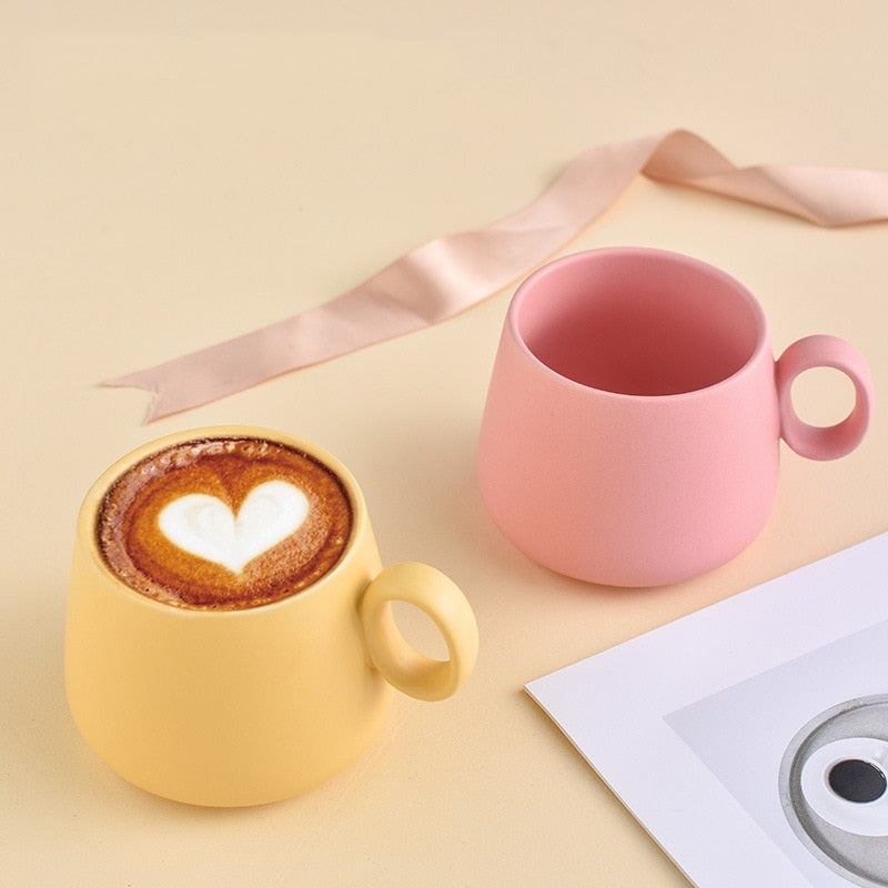 Rainbow ceramic coffee mug pastel color cute tea tumbler cup tazas de cafe cups and mugs novelty latte tumblers