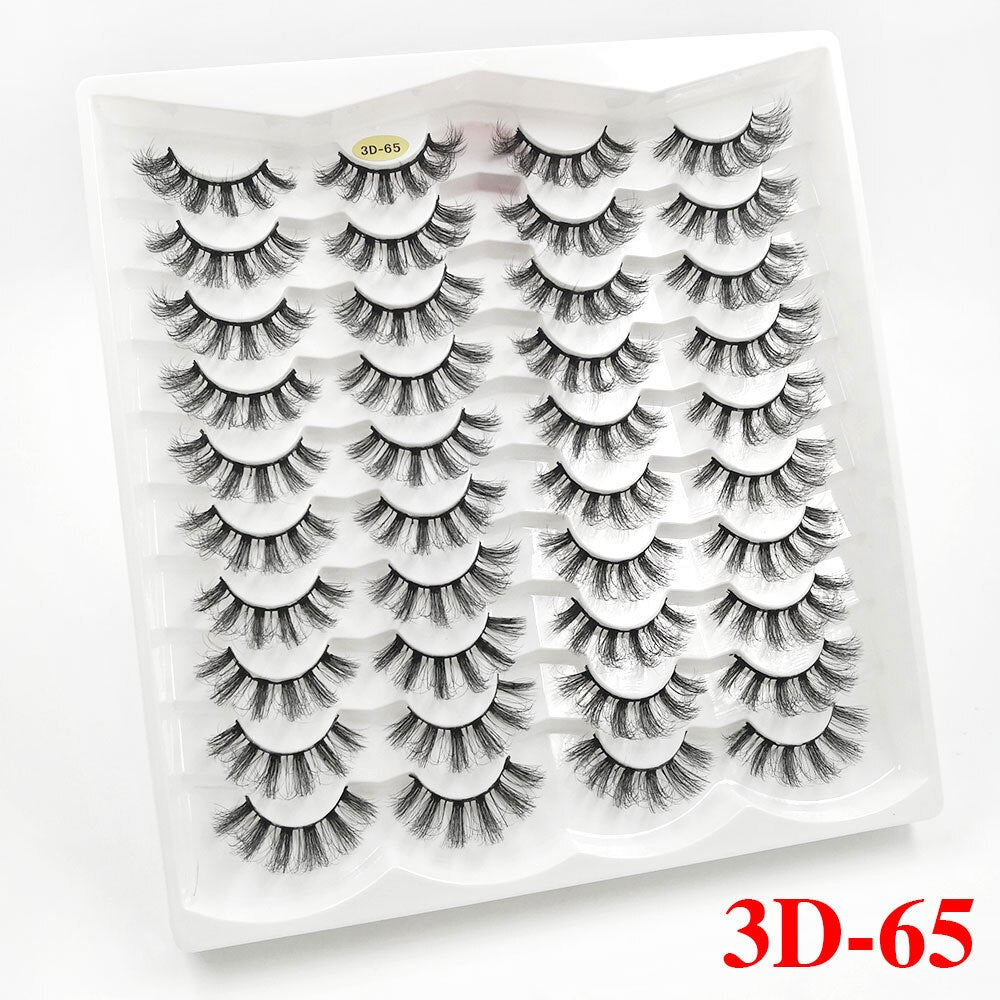 5/20Pairs Fake Lashes 3D Faux Mink Lashes Fluffy Soft Wispy Volume Natural long 8-25mm False Eyelashes Reusable Eyelashs