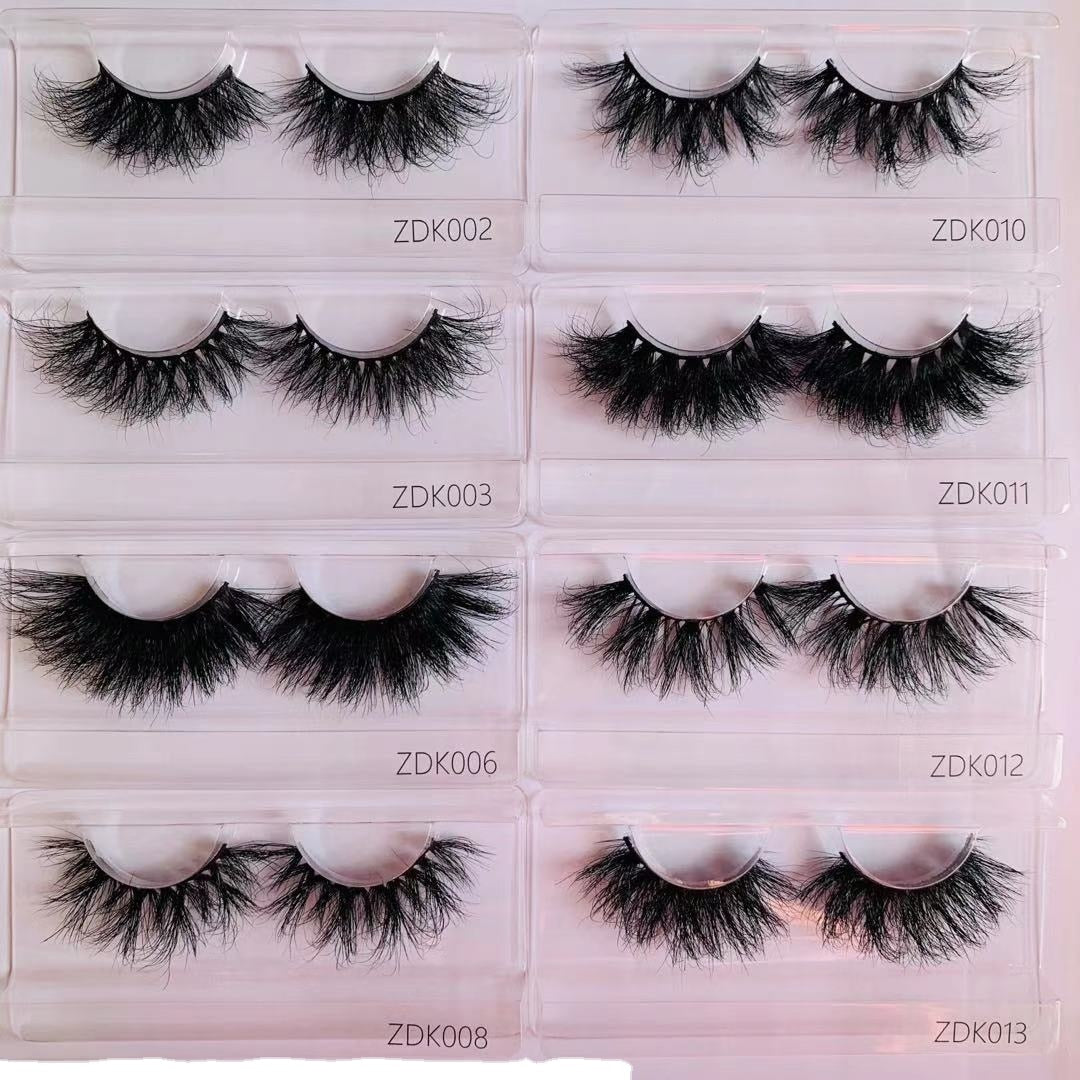 22mm 25mm Super Fluffy Dramatic Real Mink Lashes Wild Curly Eyelash