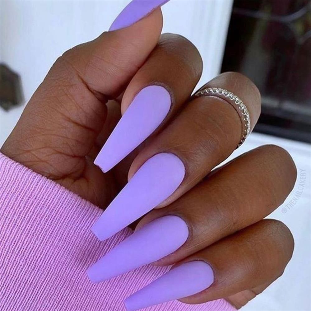 Purple Pink Ombre Rhinestone Fake Nails Coffin Ballerina Ladies Fingernails Natural Long French Gradient Press On False Nails