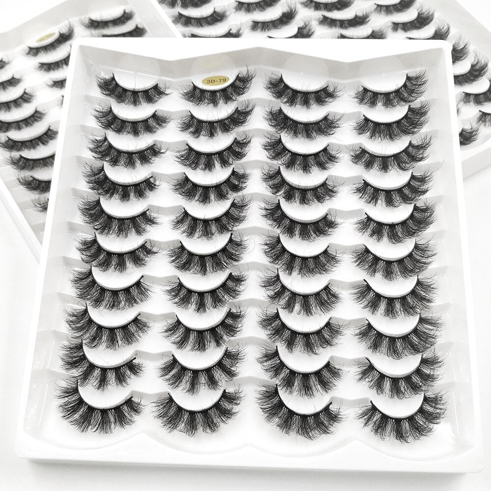 5/20Pairs Fake Lashes 3D Faux Mink Lashes Fluffy Soft Wispy Volume Natural long 8-25mm False Eyelashes Reusable Eyelashs