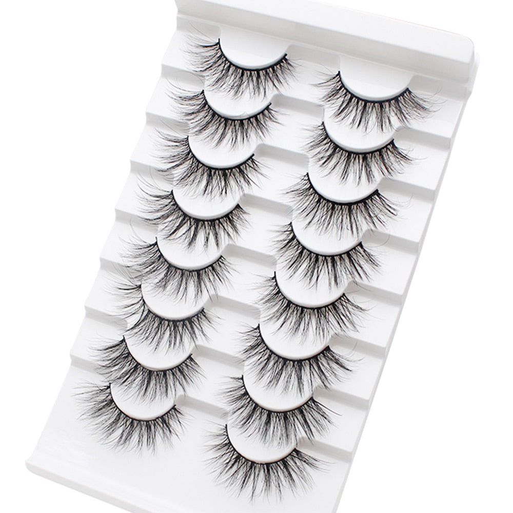 5/10/14Pairs Natural False Eyelashes Dramatic 3D Mink Lashes HandMade Fake Eyelash Extension Reusable Makeup Tool