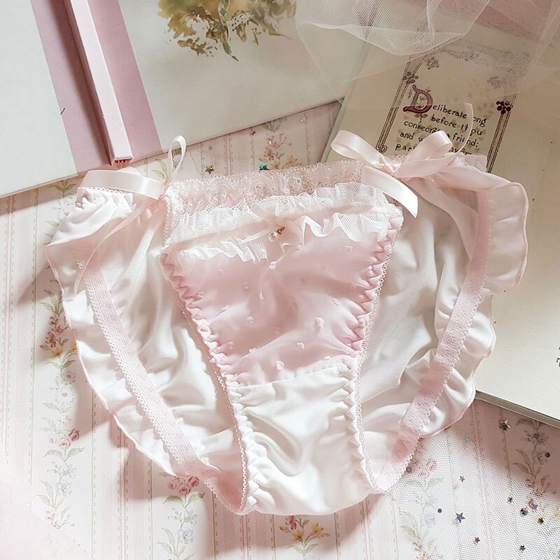 Japanese-Style Soft Girl Thin Transparent Pink Lolita Loli Lace Cute Sexy Underwear