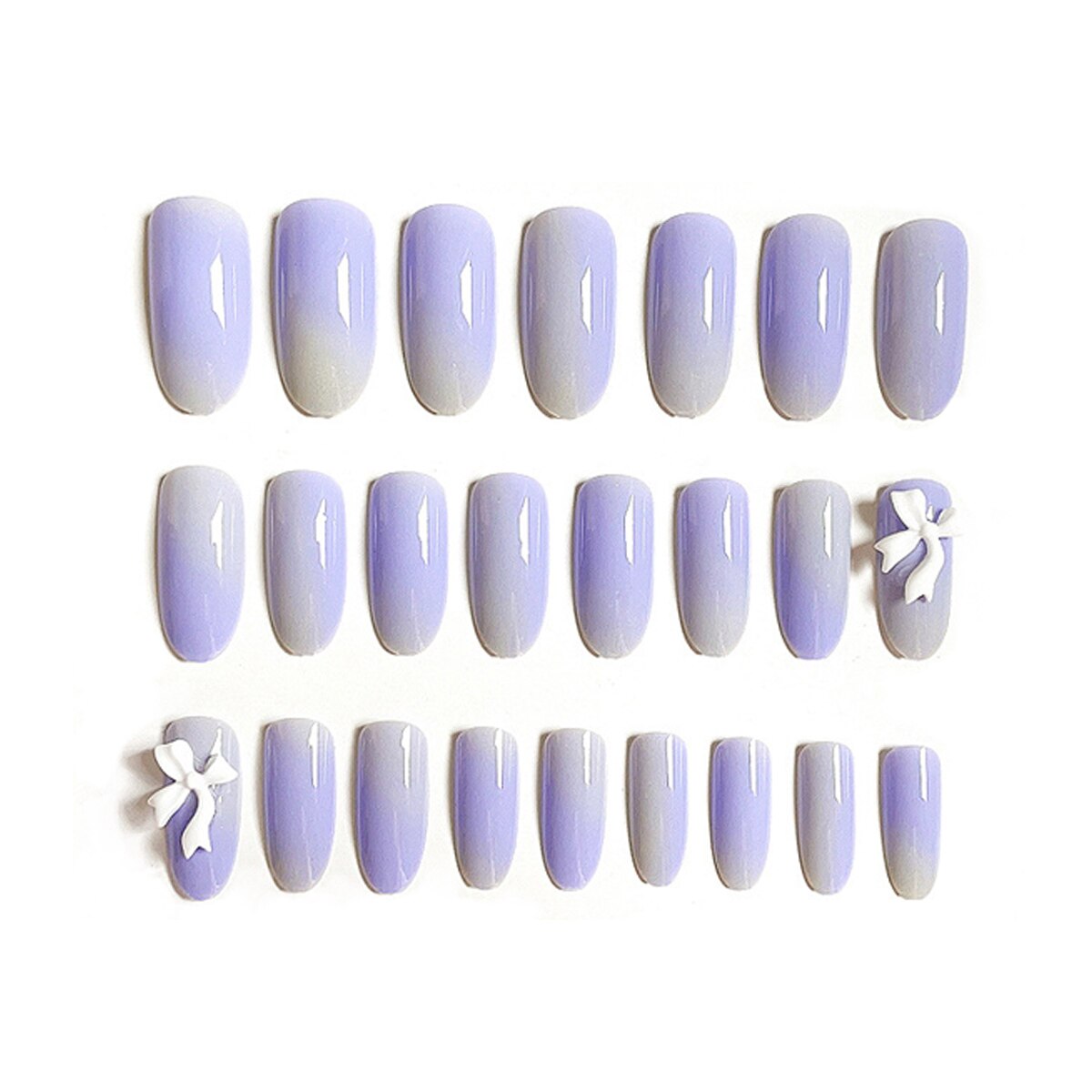 Stereo Butterfly Bow Fairy Nails Art Wearable Fake Nails With Glue And Sticker 24pcs/box With Wearing Tools