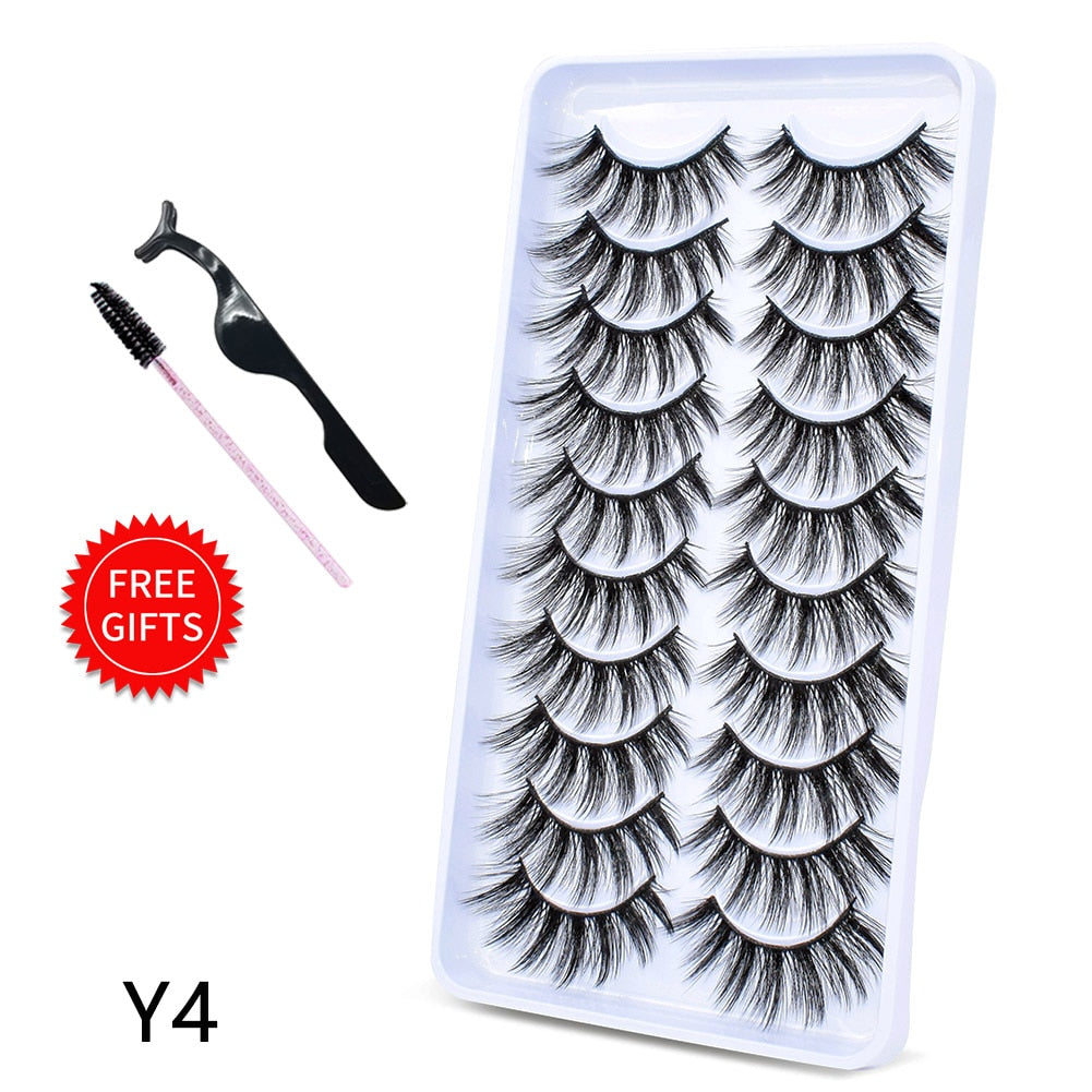 5/10/14Pairs Natural False Eyelashes Dramatic 3D Mink Lashes HandMade Fake Eyelash Extension Reusable Makeup Tool