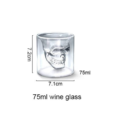 4 Sizes Skull Cup Shot Glass Transparent Cup Crystal Skull Head Glass Cup for Whiskey Wine Vodka Bar Club Beer