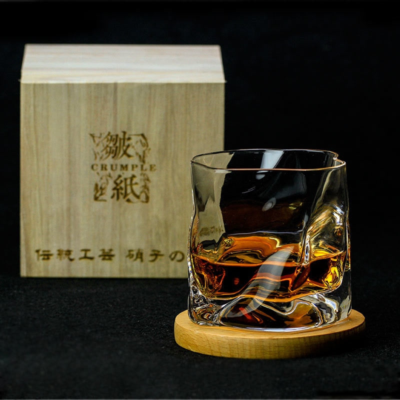 Japanese Edo Designer Crumple Paper Irregular Shape Crystal Faceted Der Whiskybecher Whisky Rock Glass Artwork Wine Cup