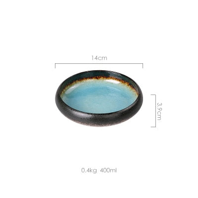 1Pcs Creative Ice Split Glaze Ceramic Plate Japanese Sushi Sashimi Plate Dish Salad Plate