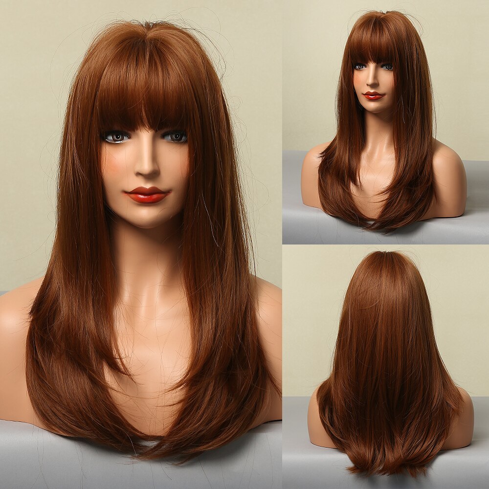 Black Bob Hair Wigs Medium Straight Synthetic Wig with Bangs Cosplay Wig Heat Resistant