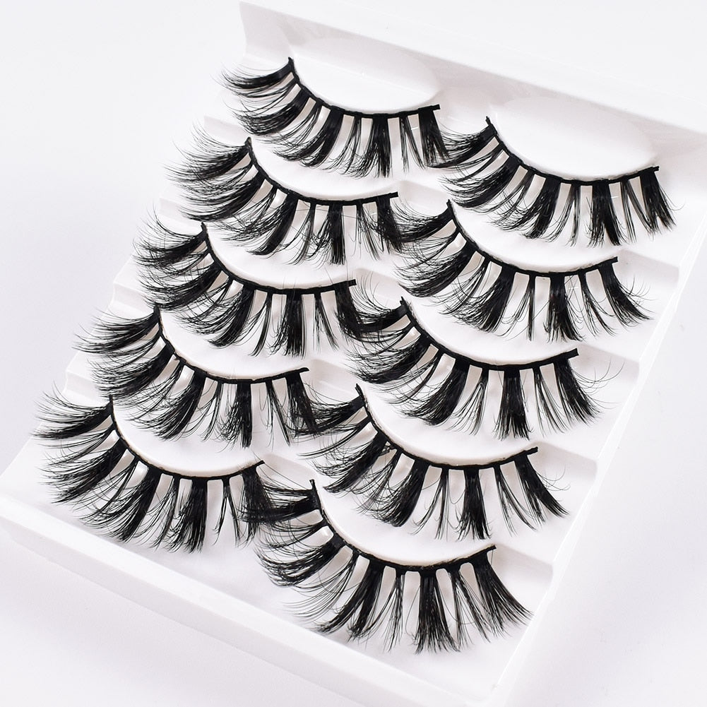 5/10/14Pairs Natural False Eyelashes Dramatic 3D Mink Lashes HandMade Fake Eyelash Extension Reusable Makeup Tool