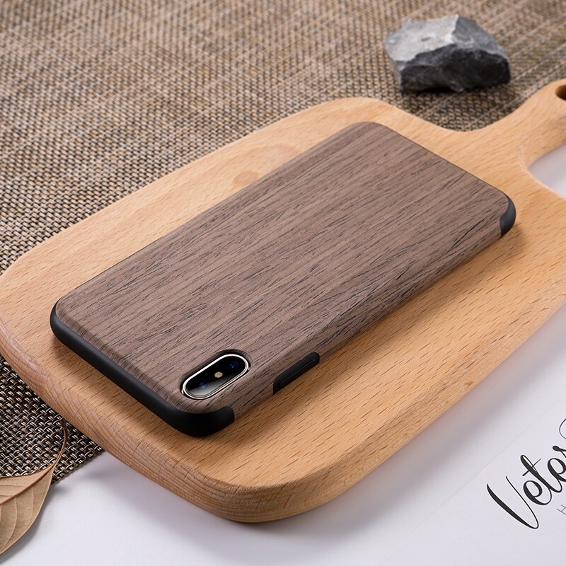 Wood Phone Case for iPhone 7 8 Plus SE 2 Hybrid Soft TPU Silicone Back Cover Case for iPhone X XS MAX XR