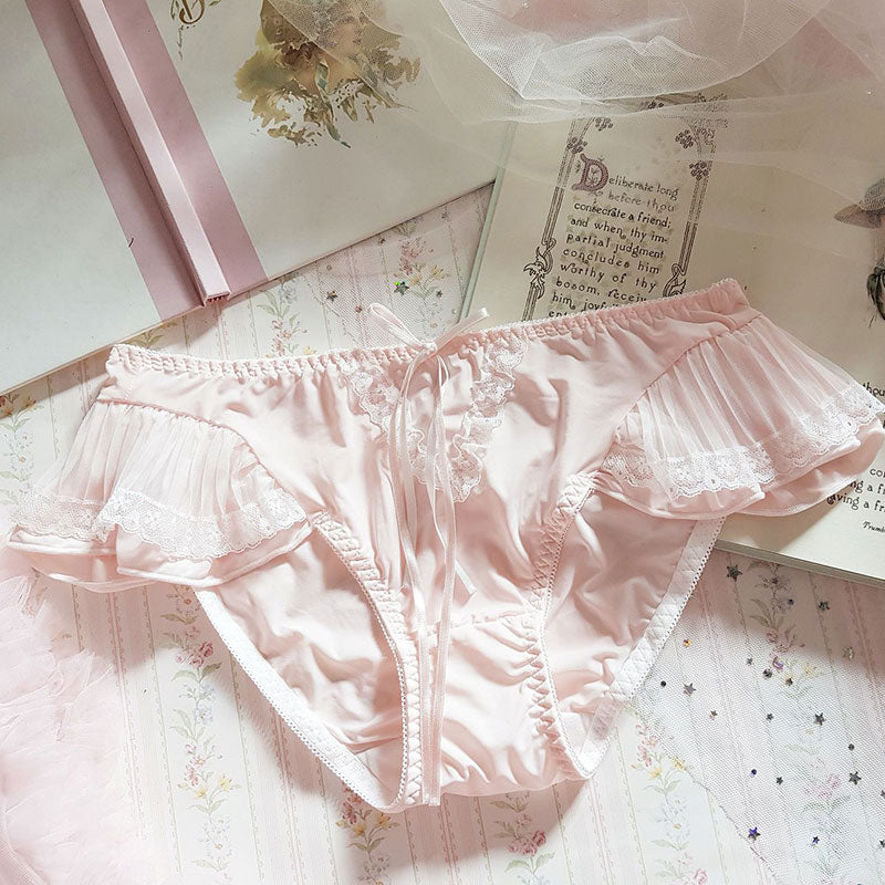 Japanese-Style Soft Girl Thin Transparent Pink Lolita Loli Lace Cute Sexy Underwear