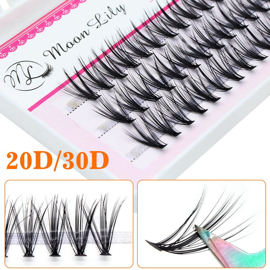 Japan Thick Bundles Individual Mink EyeLashes 3D Volume Grafting Fake False Black Cluster Eyelash Extension Lash