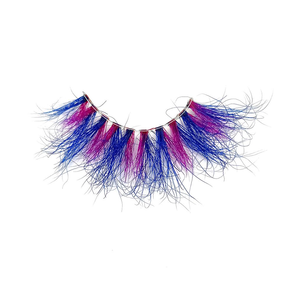 1 Pair Red Blue Purple Pink Mix 3D Mink Colored Eyelashes Ombre Vegan Strip Lashes Natural Dramatic Fluffy Colourful