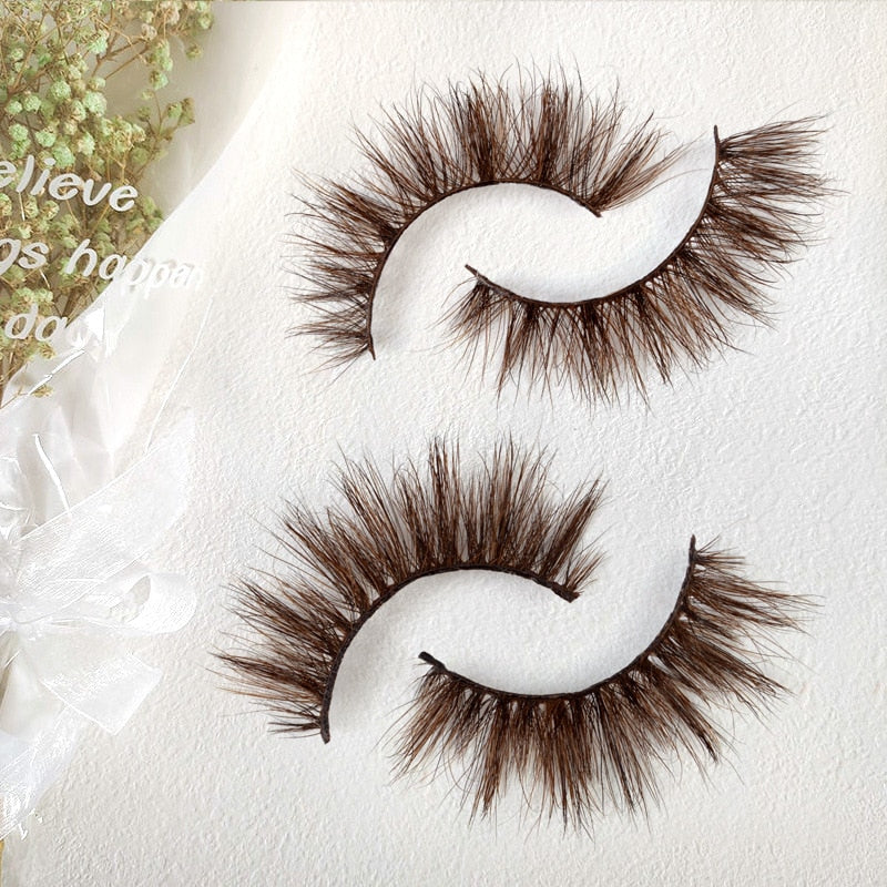 Mink Brown Lashes Extensions Colored Cat Eyelashes Natural Wispy Short Fake Eyelashes Maquiagem Faux Cils