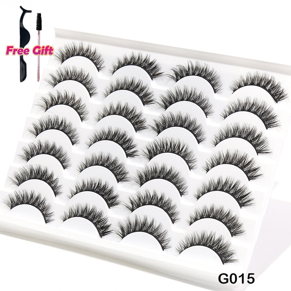 5/10/14Pairs Natural False Eyelashes Dramatic 3D Mink Lashes HandMade Fake Eyelash Extension Reusable Makeup Tool