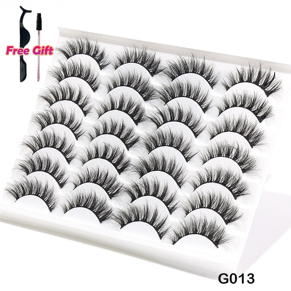 5/10/14Pairs Natural False Eyelashes Dramatic 3D Mink Lashes HandMade Fake Eyelash Extension Reusable Makeup Tool