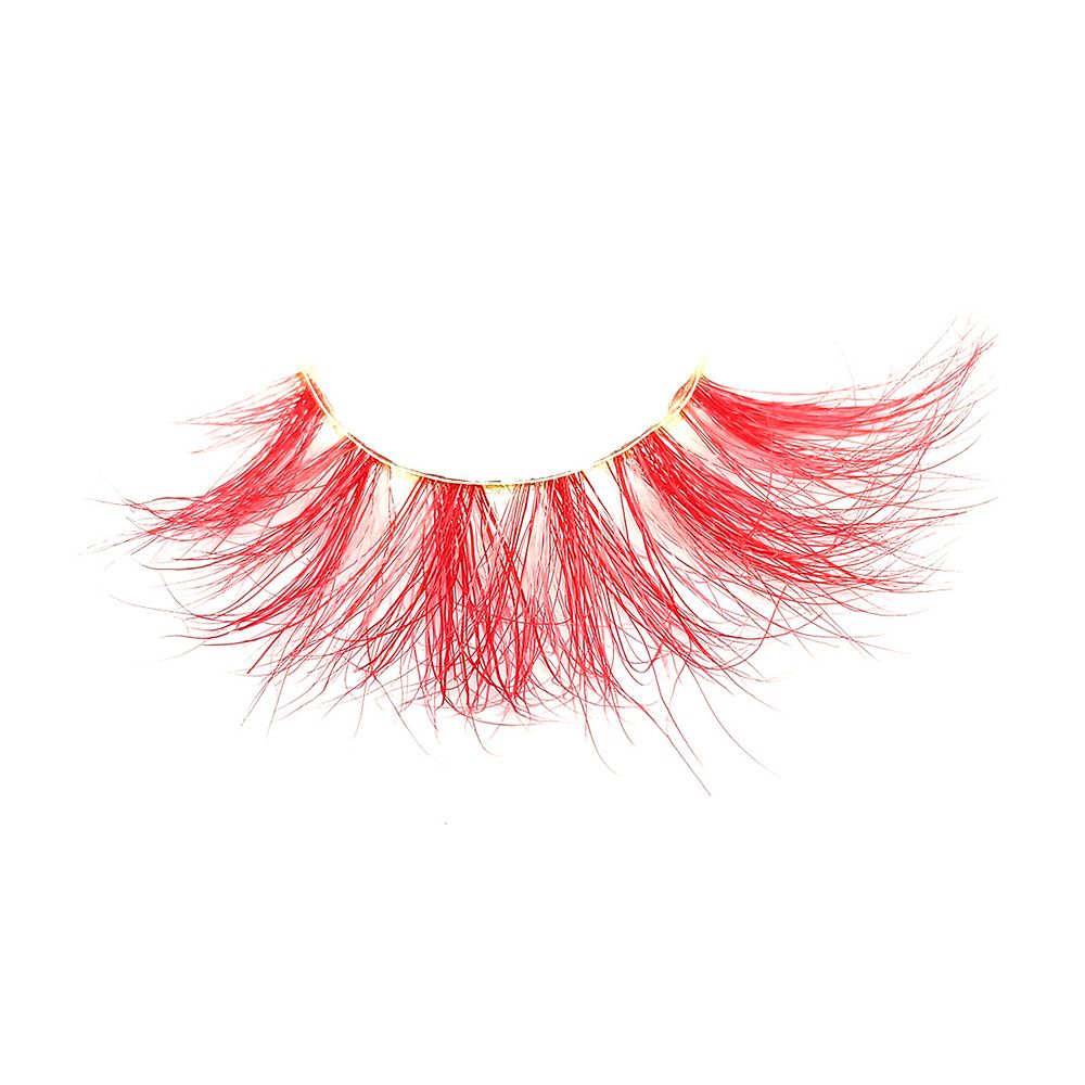 1 Pair Red Blue Purple Pink Mix 3D Mink Colored Eyelashes Ombre Vegan Strip Lashes Natural Dramatic Fluffy Colourful