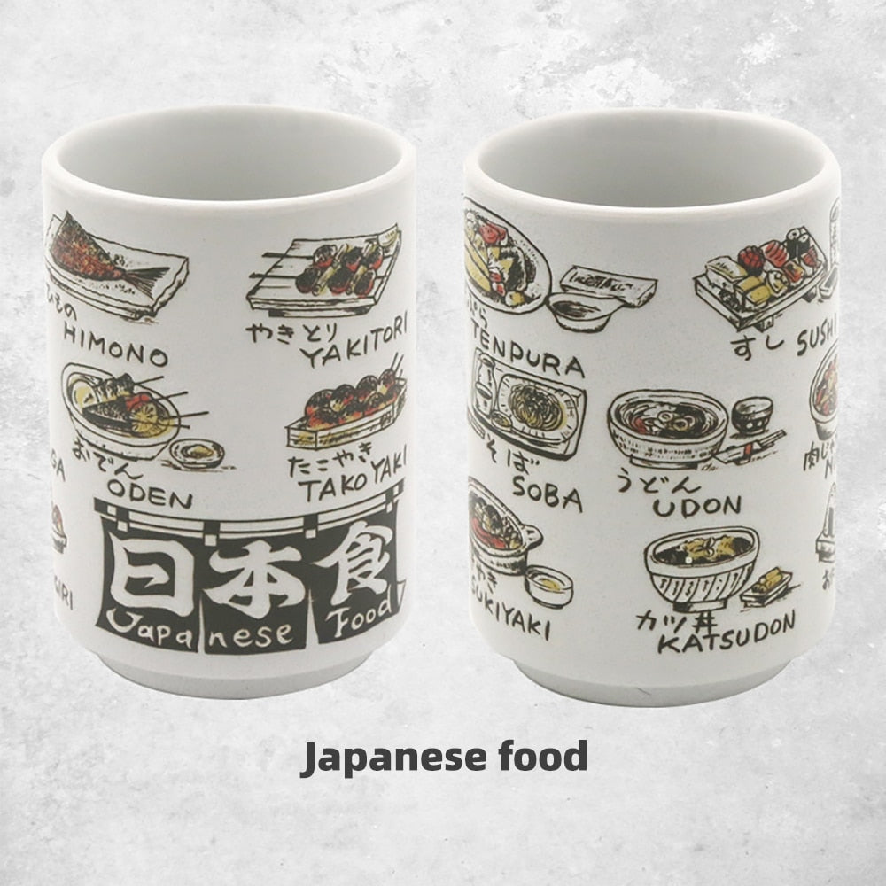 Japanese Impression Ceramic Mugs 300ml Tea Wine Sushi Sake Cup