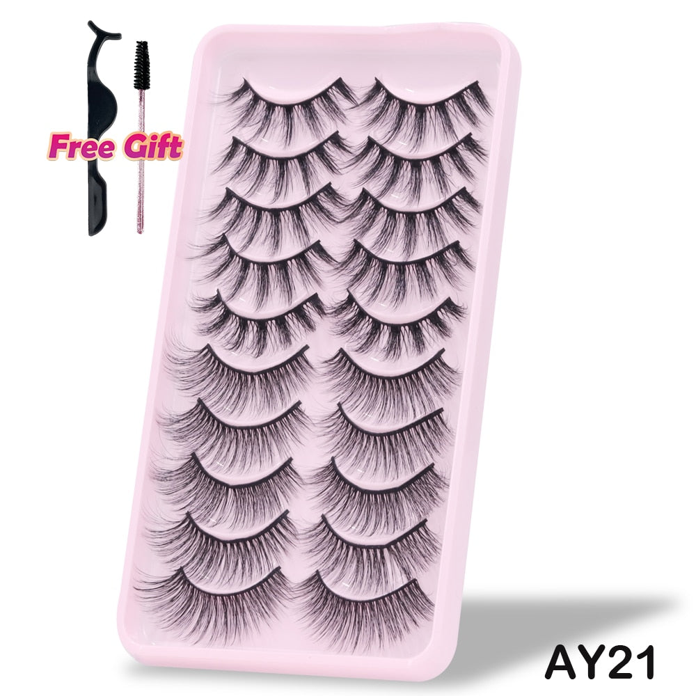 5/10/14Pairs Natural False Eyelashes Dramatic 3D Mink Lashes HandMade Fake Eyelash Extension Reusable Makeup Tool