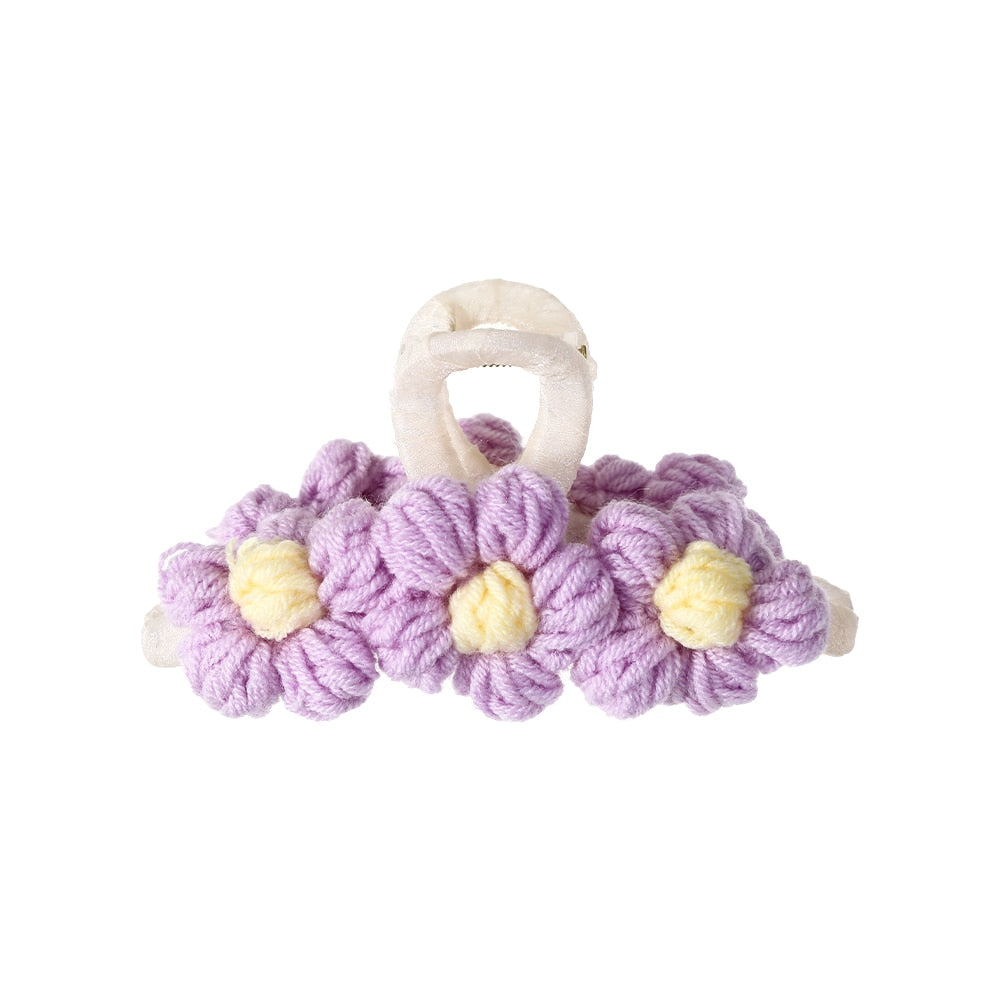 Knitted Floral Hair Claw Clips Hair Clamp Flower Hair Clip Hairpin Headdress Accessories