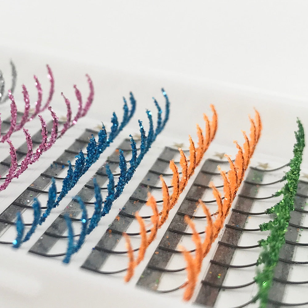 12 Rows Mix Color Glitter Fluffy Fairy Spikes False Eyelashes Shiny Fancy Diamond Colorful Eyelash Extension