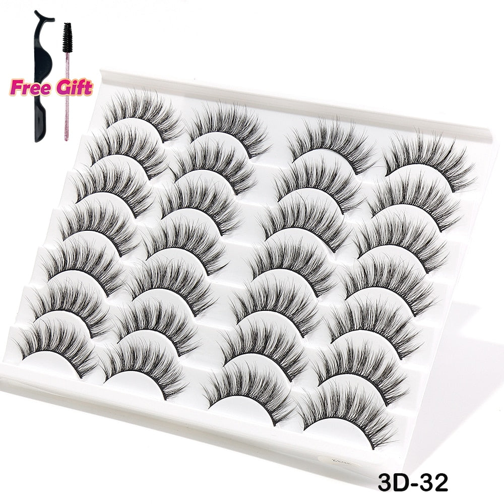 5/10/14Pairs Natural False Eyelashes Dramatic 3D Mink Lashes HandMade Fake Eyelash Extension Reusable Makeup Tool