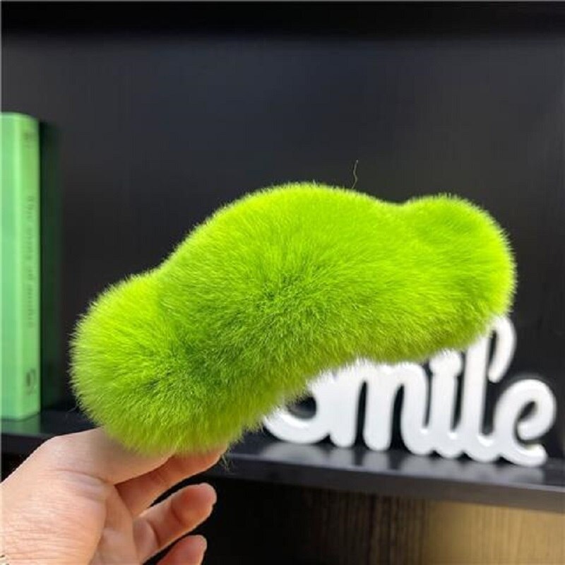 Plush Hair Claw Clip Rabbit Fur Seaweed Green Crab Clamps Solid Color Hairpin Barrette Warm Hair Accessories