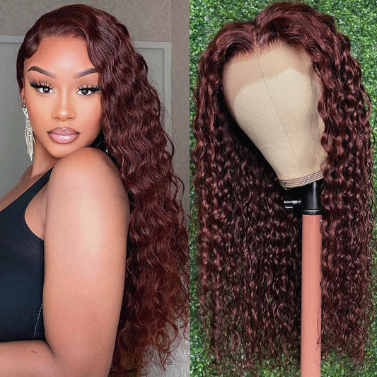 Reddish Brown Kinky Curly Synthetic 13X4 Lace Front Wigs For Women Copper Red Pre Plucked With Baby Hair Lace Closured Wig