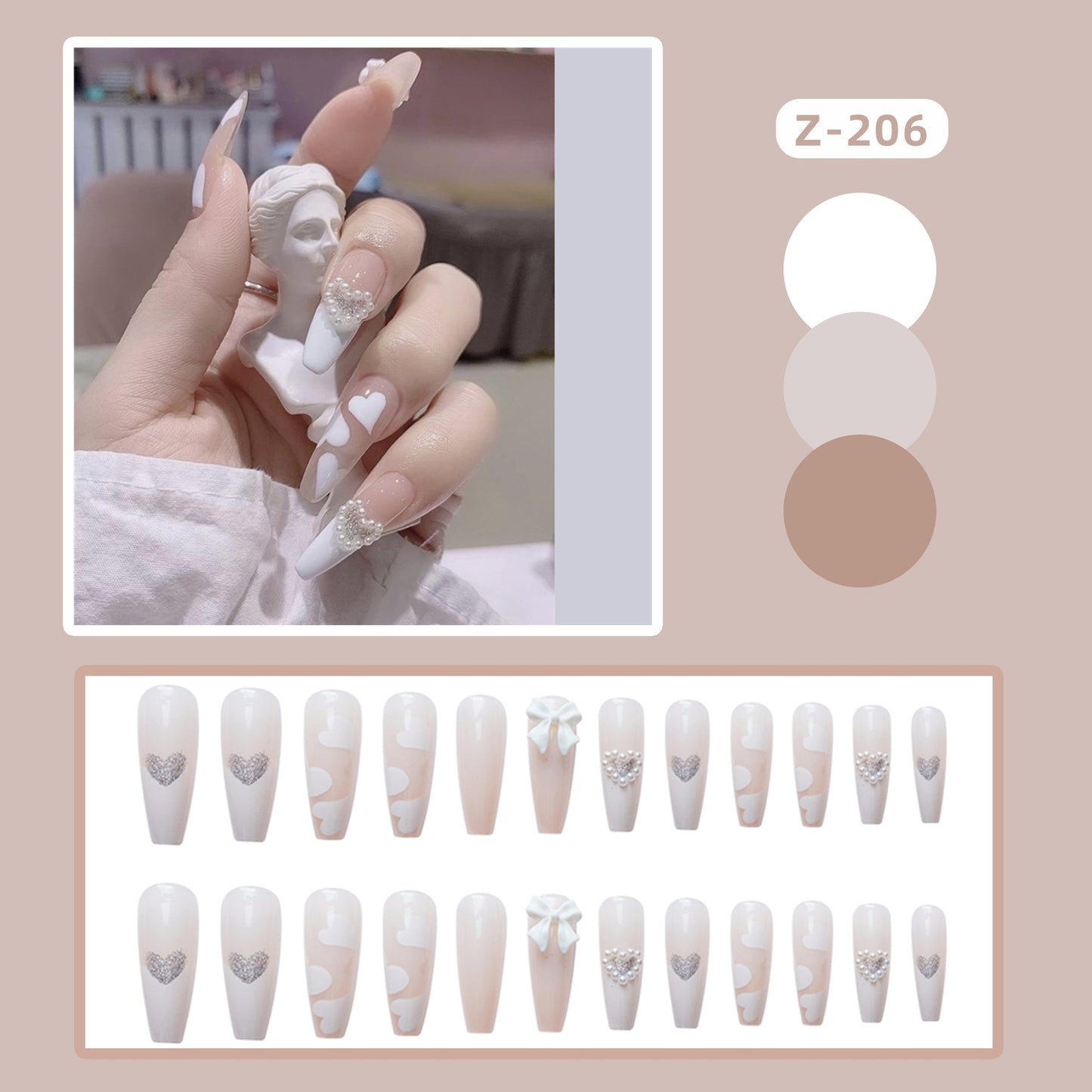 24pcs Butterfly decorated false nails Removable Long Manicure press on nail tips full cover acrylic