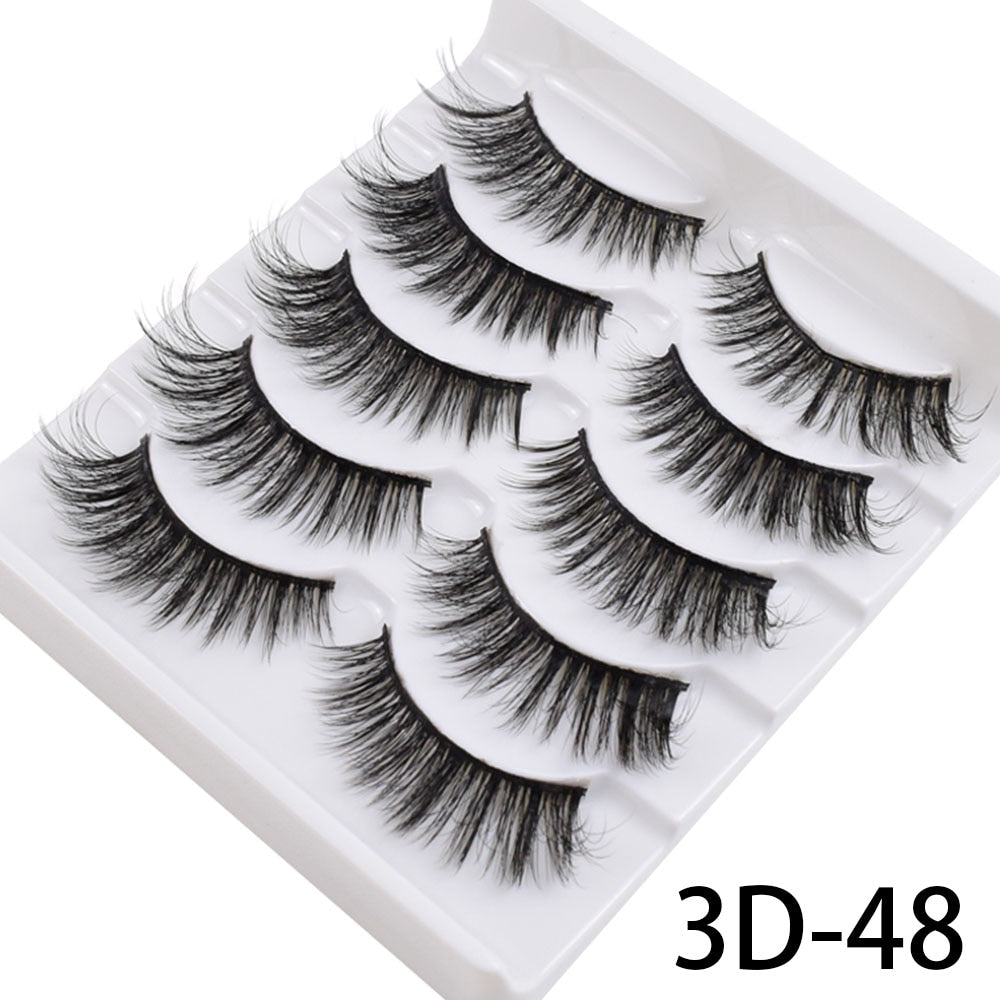 5/10/14Pairs Natural False Eyelashes Dramatic 3D Mink Lashes HandMade Fake Eyelash Extension Reusable Makeup Tool