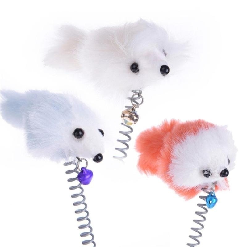 Cartoon Pet Cat Toy Stick Feather Rod Mouse Toy with Mini Bell Cat Catcher Teaser Interactive Cat Toy Kitten