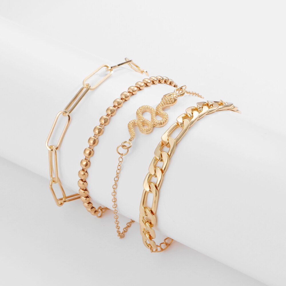 Gold Color Butterfly Snake Moon Bracelet Twist Cuban Chain Bracelet for Women Chain Jewelry Gifts