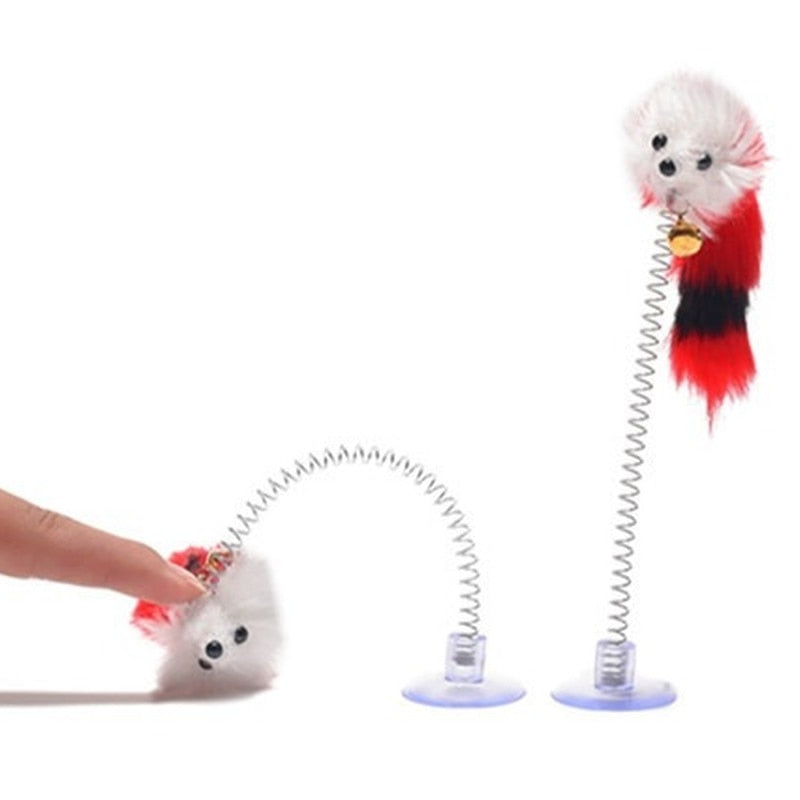 Cartoon Pet Cat Toy Stick Feather Rod Mouse Toy with Mini Bell Cat Catcher Teaser Interactive Cat Toy Kitten