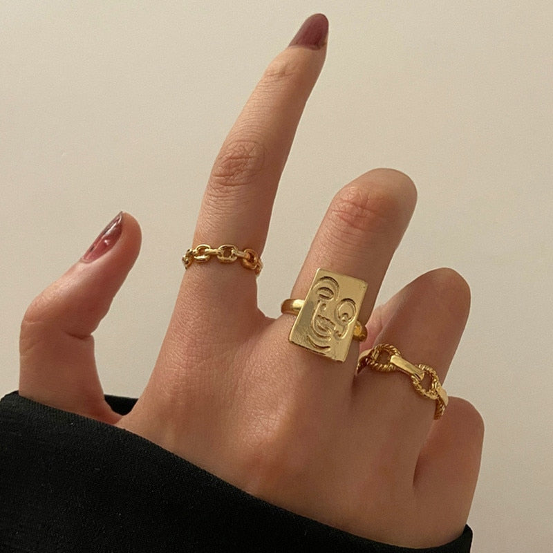 Geometric Knuckle Rings set For Women Crystal Gold color Finger Ring Boho Ladies wedding Jewelry Gift