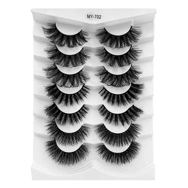 7Pairs Lashes manga Lashes 3D Clear Band Lashes Natural Look Wispy Mink Eyelashes Fluffy Cat Eye Lashes Pack Fake Eyelashes