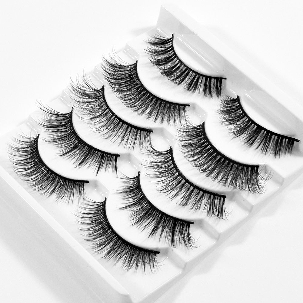 5/10/14Pairs Natural False Eyelashes Dramatic 3D Mink Lashes HandMade Fake Eyelash Extension Reusable Makeup Tool