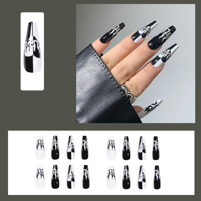 24pcs False Nails Nude Gradient Nail Patch Rhinestone Inlaid Press On Nails Removable Long Manicure nail tips